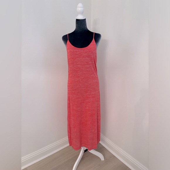 Three Dots Strappy Jersey Dress In Hot Pink/Orange Size S - Picture 1 of 10